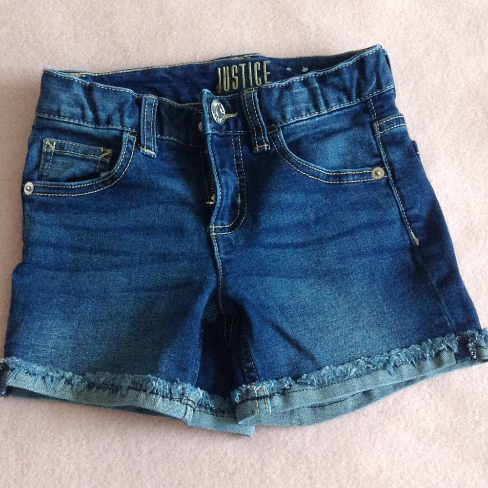 Justice Girls Denim Jean Shorts, Sz. 8